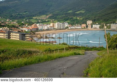 Atlantic Ocean Bay In Bakio, Small Touristic Village Near Bilbao, Basque Country, Spain