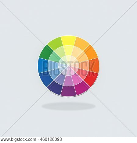 Ryb Color Circle 3d Shape Isolated On Flat Gray Background With Shadow 3d Illustration