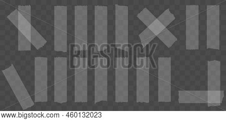 Transparent Washi Tape. White Pieces Of Duct Tape For Decoration. Set Of Scrapbooking Ribbons On A T