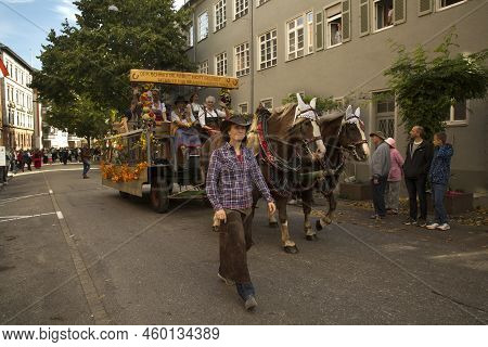 Stuttgart, Germany, 29 September 2019. Volksfest In Stuttgart. The March Through The City Center.