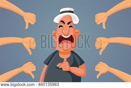 People Disliking Over Critical Person Vector Cartoon Illustration