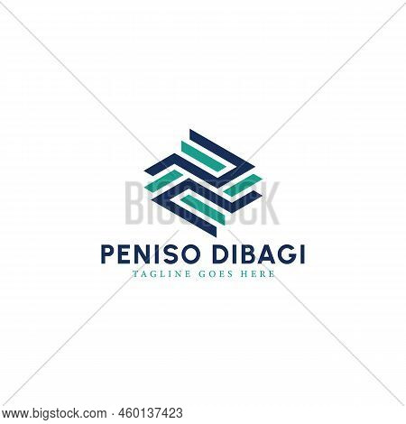 Abstract Initial Letter Pd Or Dp Logo In Blue Color Isolated In White Background Applied For Busines