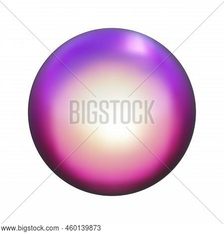 3d Pink Metal Neon Gradient Shere Render. Vector Abstract Ball. Futuristic Iridescent Holographic Is