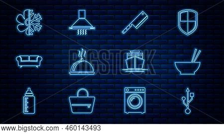 Set Line Usb, Bowl With Chopsticks, Meat Chopper, Covered Tray Of Food, Sofa, Air Conditioner, Ship 
