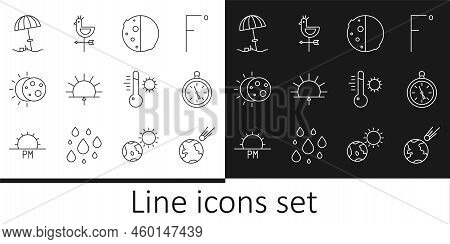 Set Line Comet Falling Down Fast, Compass, Eclipse Of The Sun, Sunrise, Protective Umbrella For Beac