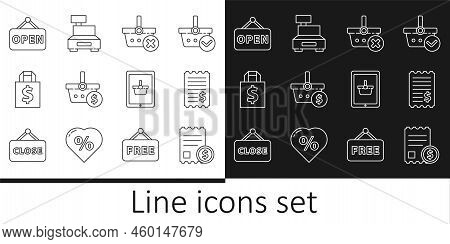 Set Line Paper Check And Financial Check, Remove Shopping Basket, Shopping Dollar, Shoping Bag, Hang
