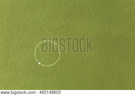 Natural Green Powder Japanese Or Chinese Tea Matcha With Chawan Bowl Imprint. Background For Food An