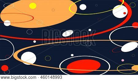 Abstract Background Design. Space Concept. Dark Template With Bright Geometric Elements. Cosmic, Wit
