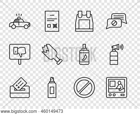 Set Line Vote Box, Television Report, Bulletproof Vest, Paint Spray Can, Police Car And Flasher, Bro