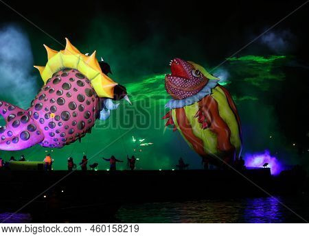 Cracow, Poland - June 4, 2022: Great Dragon Parade. The Great Outdoor Show On The Vistula River.