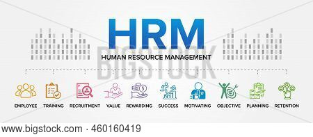 Hrm - Human Resource Management Concept Vector Icons Set Infographic Background.