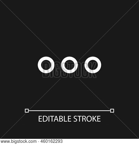 Ellipsis Pixel Perfect White Linear Ui Icon For Dark Theme. Suspension Points. Options, Commands. Ve