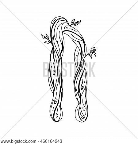 Rune Uruz. Wooden Doodle Style. A Magical Amulet Of Passion And Energy. Vitality And Health. Elder F