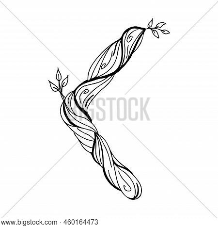 Rune Kano. Viking Letters. Kenaz Or Kaun. Wooden Doodle Style. A Magical Amulet Of Fire And Creativi