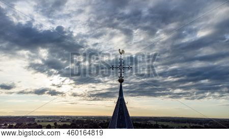 Sint-lenaarts, Brecht, Antwerp, Belgium, 6th Of June, 2022, Aerial View, Shot By A Drone Of The Towe