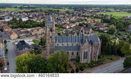 Sint-lenaarts, Brecht, Antwerp, Belgium, 6th Of June, 2022, Aerial View, Shot By A Drone Of The Late