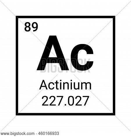Actinium Vector Periodic Table Chemical Element Atom Icon Sign.