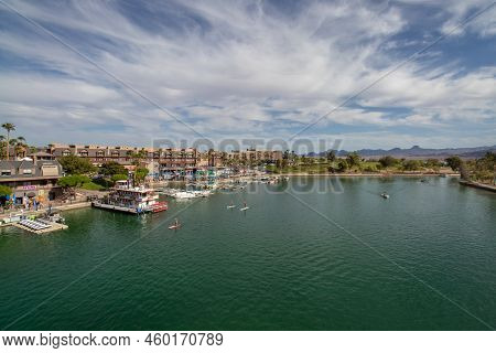 Lake Havasu, Arizona, United States - April 4, 2022: View Of Lake Havasu From The London Bridge On A