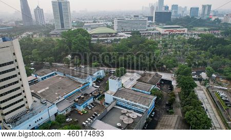 Aerial View Of The Indonesia Parliament Complex, Which Is Also Known As The Dpr Or Mpr Building With