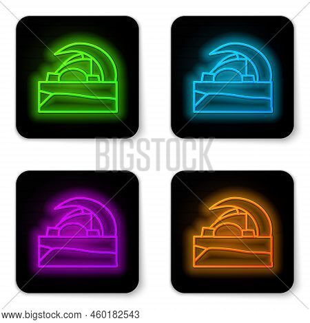 Glowing Neon Line Concert Hall Auditorio De Tenerife Icon Isolated On White Background. Santa Cruz D