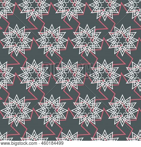 Dark Abstract Seamless Pattern, Symmetrical Colored Background For Textiledesign