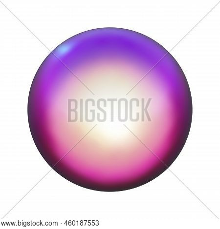 3d Pink Metal Neon Gradient Shere Render. Vector Abstract Ball. Futuristic Iridescent Holographic Is