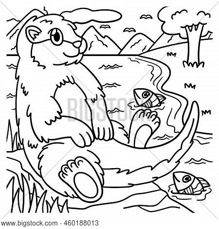 A Cute And Funny Coloring Page Of A Sea Otter. Provides Hours Of Coloring Fun For Children. To Color