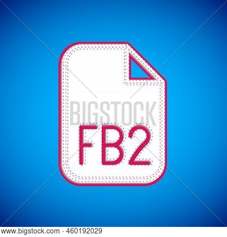 White Fb2 File Icon Isolated On Blue Background. Vector