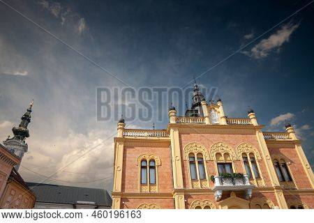 Facade Of Vladicanski Dvor, The Bishop Episcopal Palace Of Novi Sad, Serbia, With Its Typical Austro