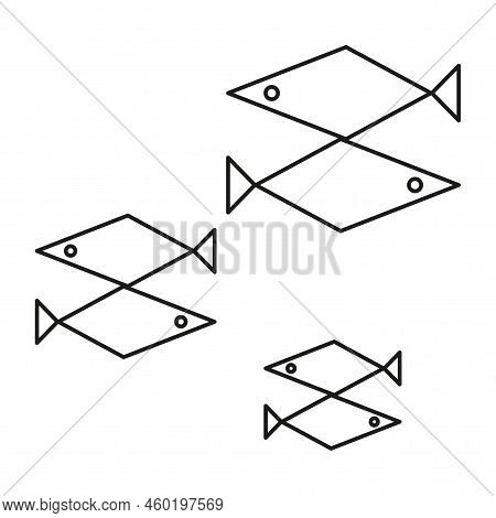 Fish Lines On White Background. Vector Illustration. Stock Image.