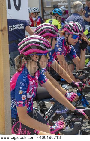 Nova Bana, Slovakia - July, 23, 2022 : Visegrad 4 Bicycle Race 2022. Groupama Ladies Race Slovakia 2
