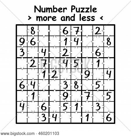 Number Puzzle More And Less Vector Illustration