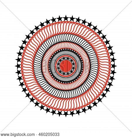 Star Red And Blak Color Mandala Design Template For Celebration