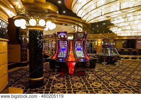 Cruise Liner Msc Splendida - Sep 21, 2021: Interior Of Casino On The Cruise Liner Msc Splendida.