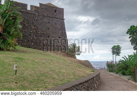 Funchal, Madeira - August 25, 2021: This Is A Park Alley Near The Walls Of The Fortress Of San Juan 