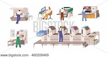 Work With Polygraphy Equipment In Publishing Industry, Production. Digital, Offset Devices, Machines