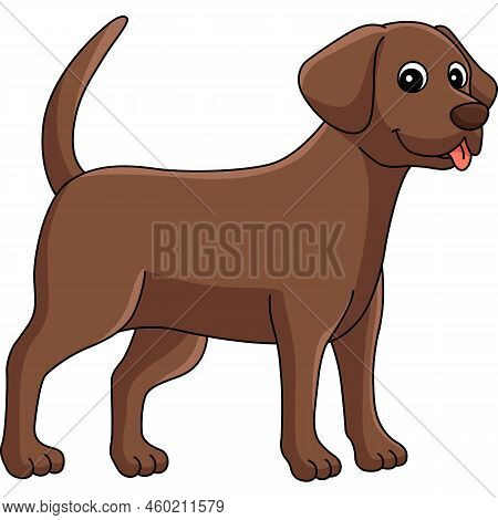 This Cartoon Clipart Shows A Chocolate Lab Dog Illustration.