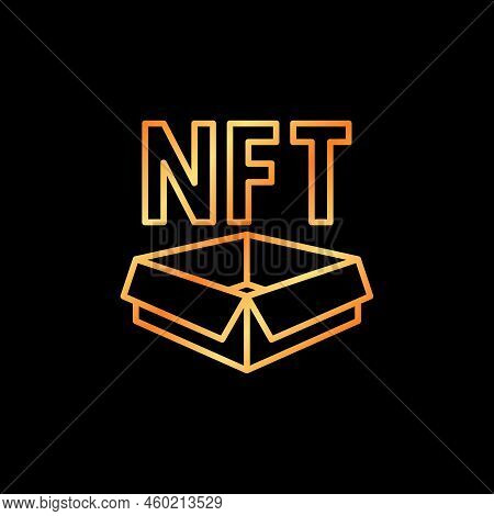 Nft Cardbox Outline Vector Concept Golden Icon Or Sign