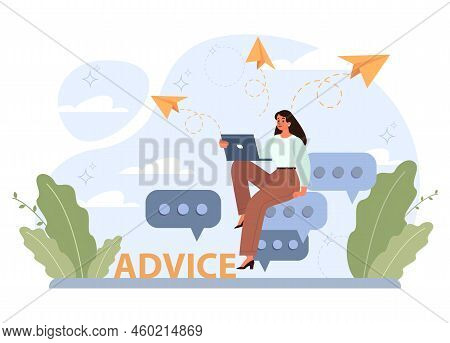 Advice Concept. Character Or Employee Giving Or Taking A Piece Of Advice
