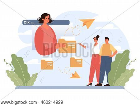 Advice Concept. Character Or Employee Giving Or Taking A Piece Of Advice