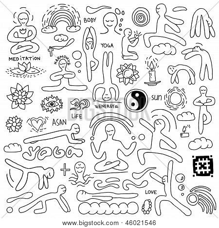 Yoga - doodles Satz