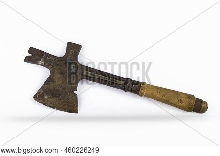 Vintage Rusted Tool Axe Isolated On White Background