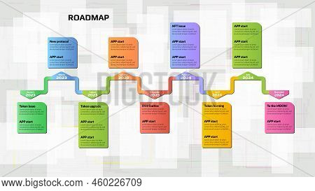 Roadmap With Colorful Copy Space On Light Background With Rectangles. Horizontal Infographic Timelin