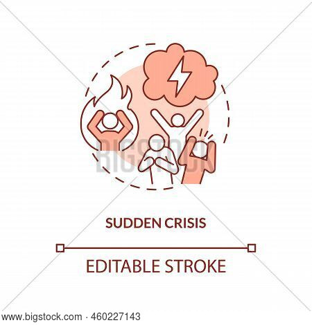 Sudden Crisis Red Concept Icon. Unexpected Trouble. No Warning. Type Of Crisis Abstract Idea Thin Li