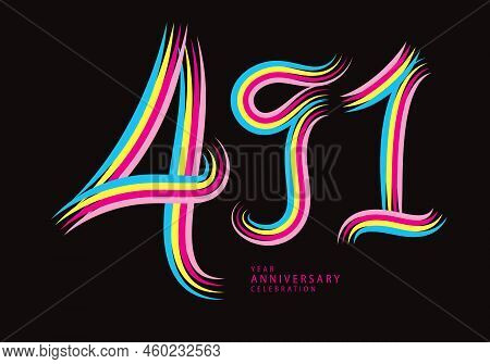 491 Number Design Vector, Graphic T Shirt, 491 Years Anniversary Celebration Logotype Colorful Line,