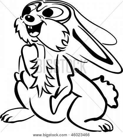 Un coniglietto sorridente cute cartoon (bianco e nero)