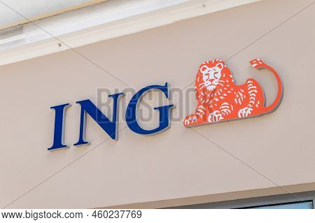 Krosno, Poland - June 12, 2022: Sign And Logo Of Ing Bank.