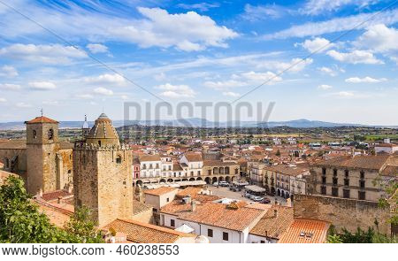View Over The Church Towers And Market Square Of Trujillo, Spain