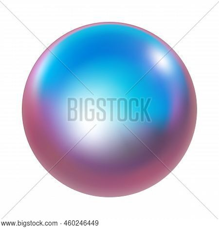 3d Pink Blue Metal Neon Gradient Shere Render. Vector Abstract Ball. Futuristic Iridescent Holograph