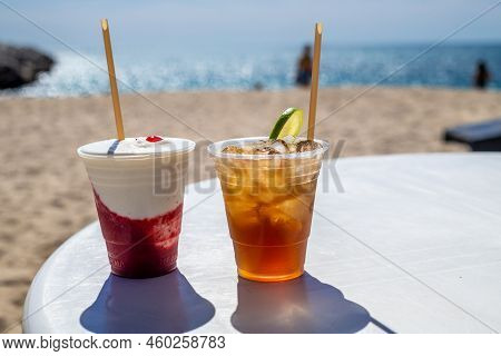 A Fruitshake And Iced Tea In Puerto Penasco, Mexico